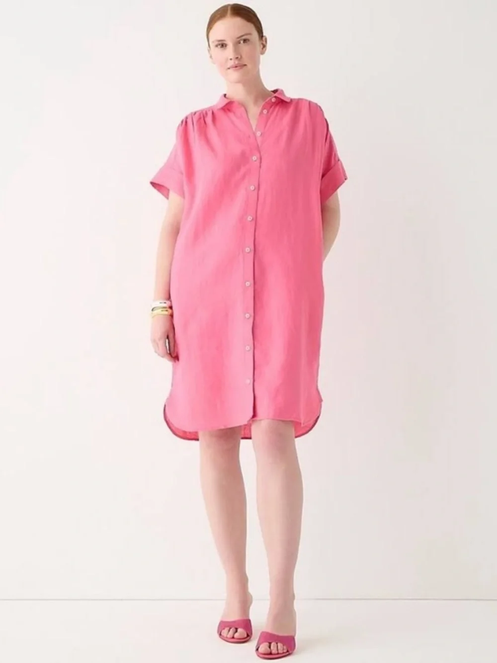 J CREW Baird McNutt Relaxed Fit Irish‎ linen Shirtdress Dress Summer Coastal S